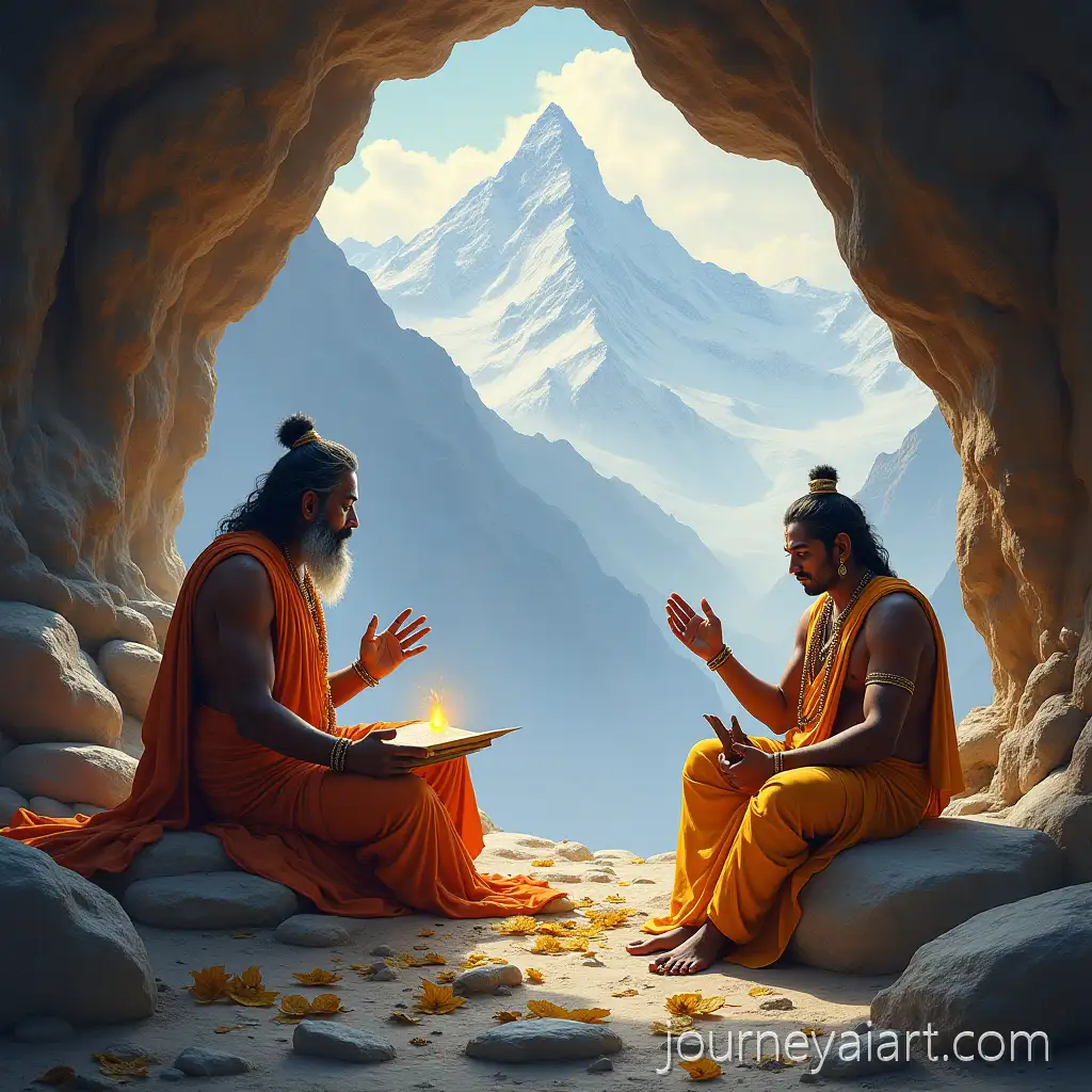 Sage-Vyasa-Meditating-and-Lord-Ganesha-Writing-the-Mahabharata-in-Ancient-Himalayan-Cave