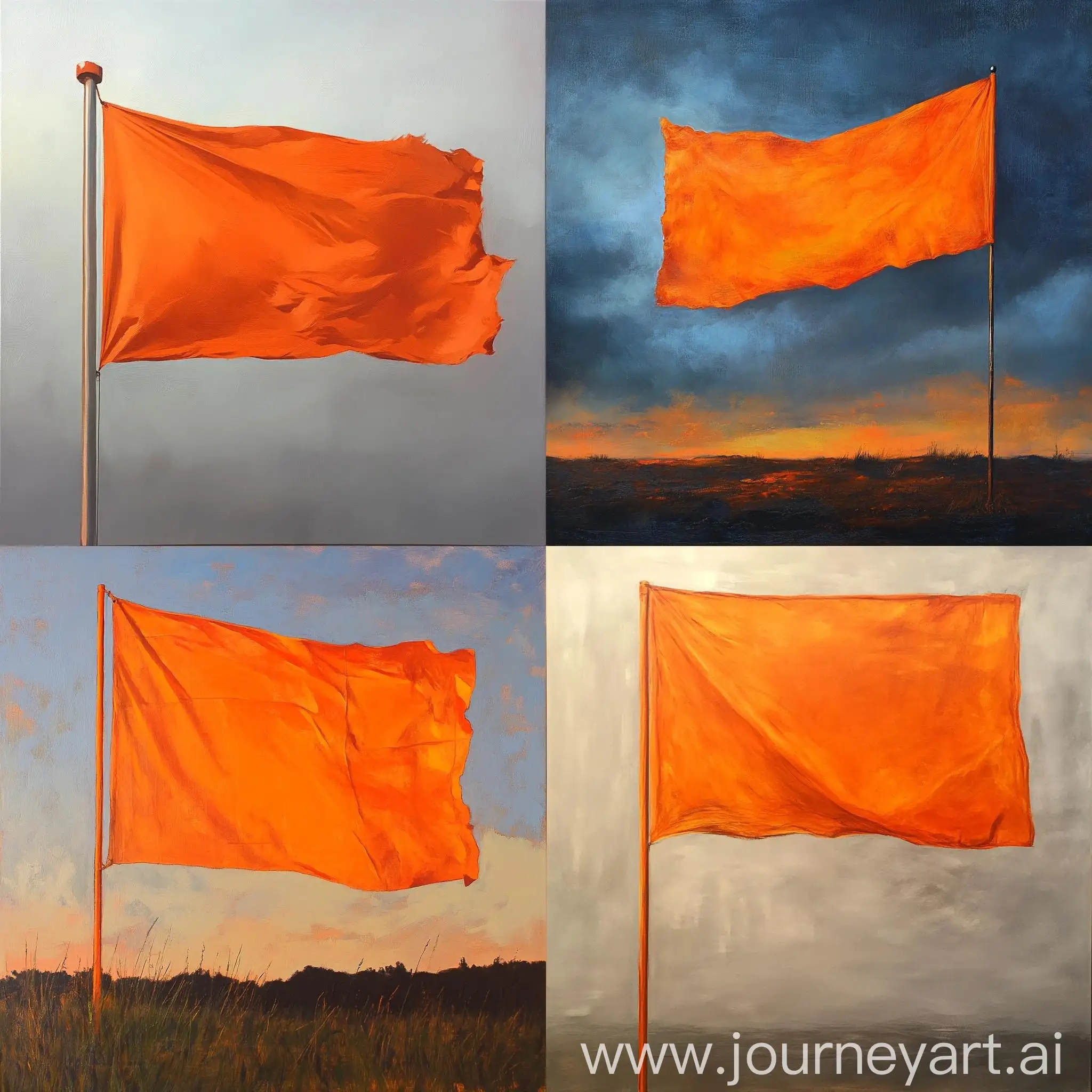 Vibrant-Orange-Flag-Fluttering-in-the-Wind