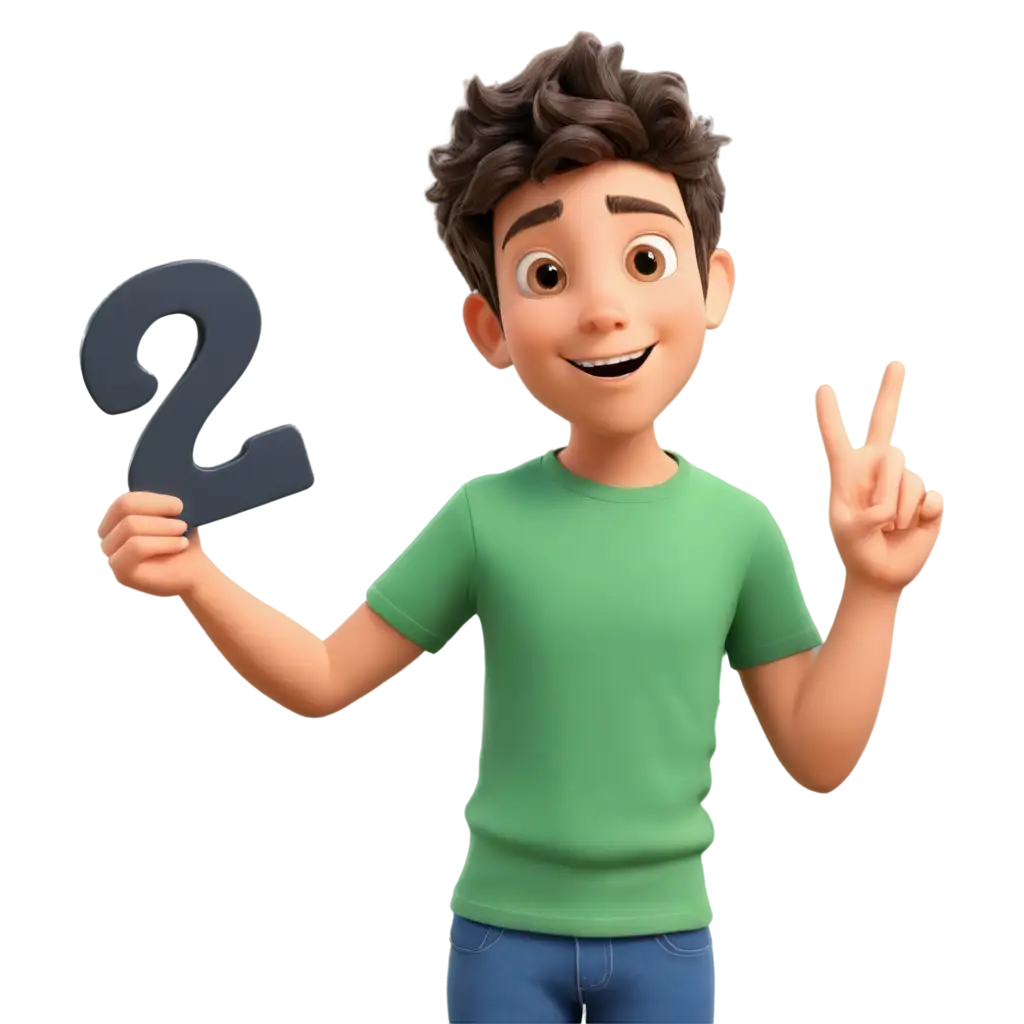 Animated-Kid-Holding-Number-2-PNG-Image-Creative-Math-Concept-Illustration