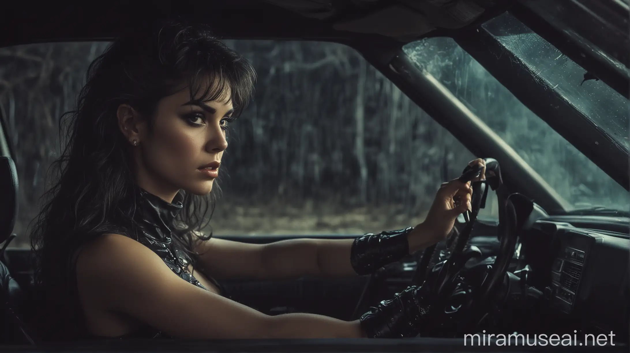 Dark Fantasy Woman Driving 80s Style