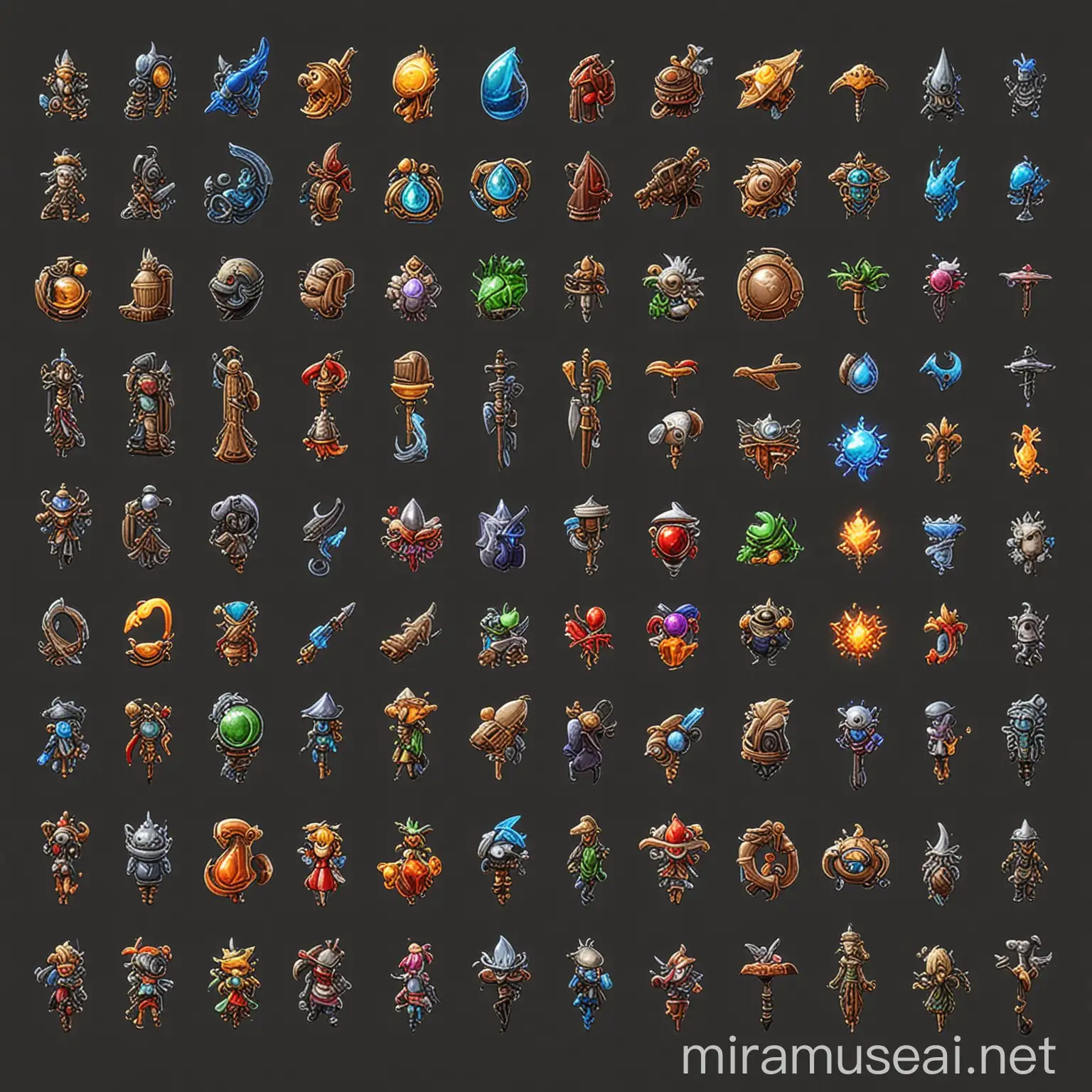 Fantasy RPG Items Sprite Sheet for Game Design