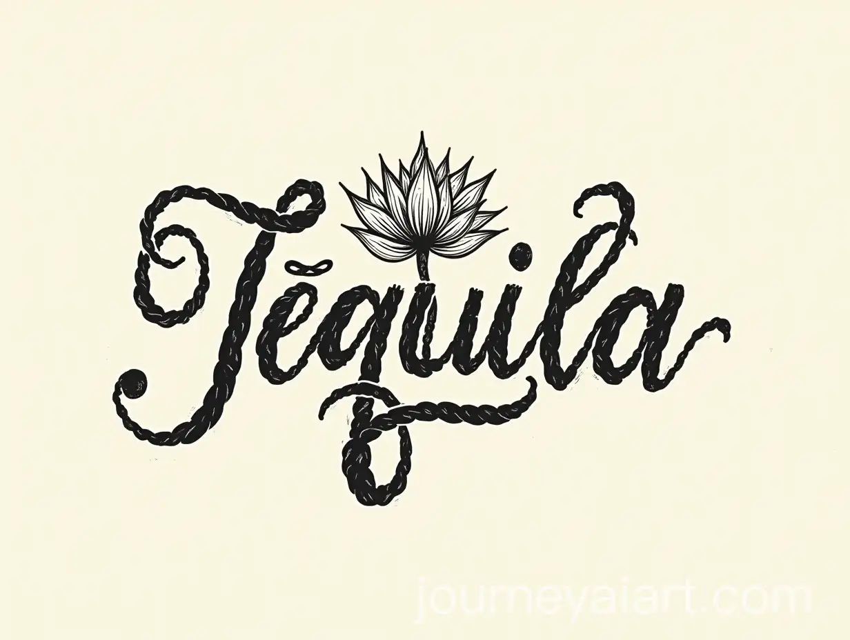 Handwritten-Tequila-Logo-with-Rope-Design-and-Abstract-Lotus-Flower