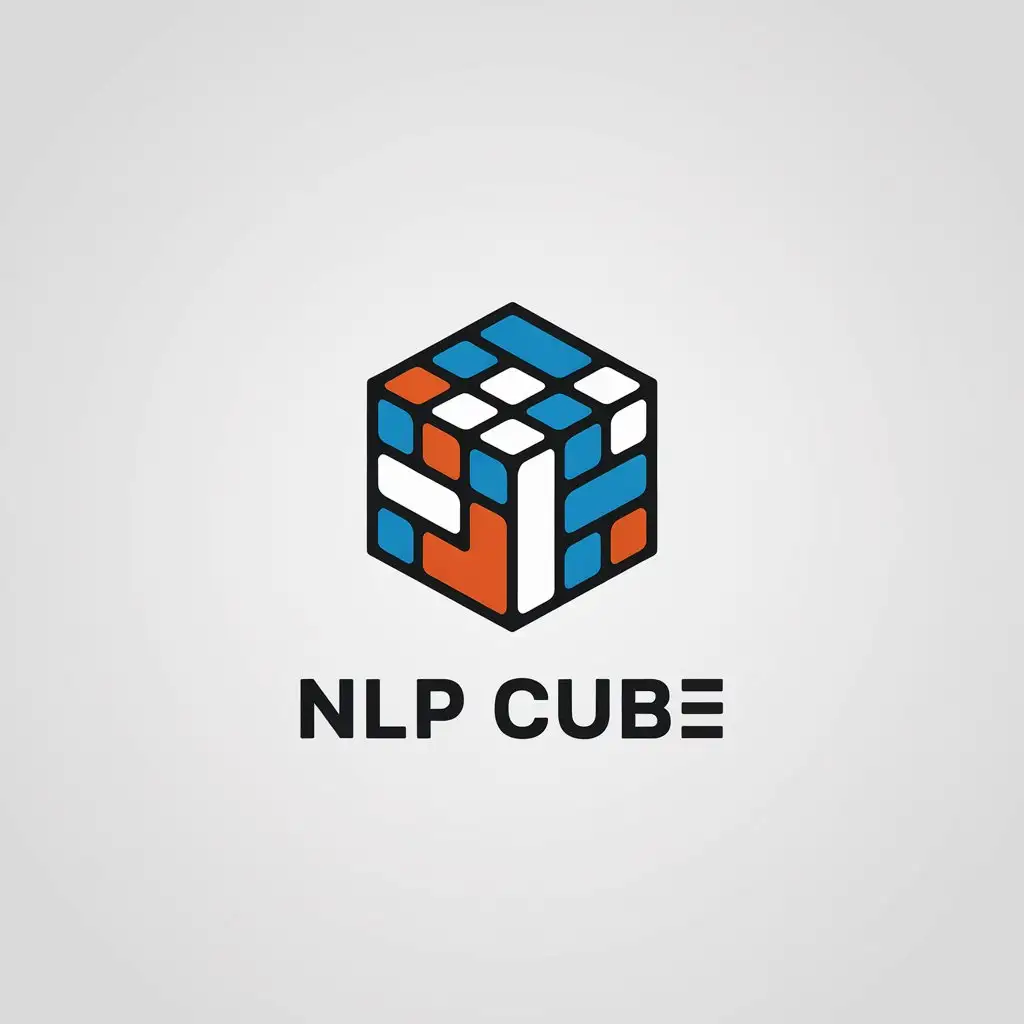 LOGO Design for NLP CUBE Blue Magic Cube with Minimalist Technology Theme