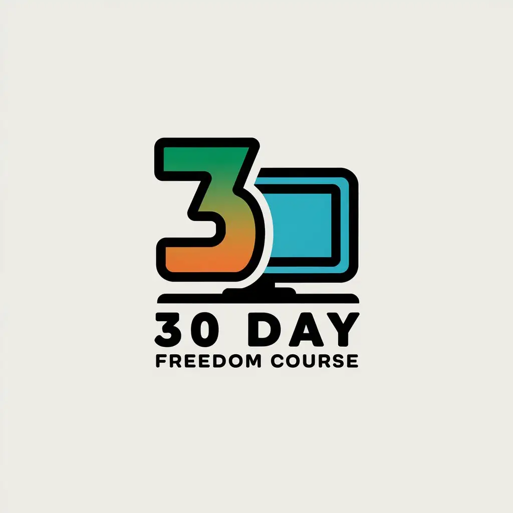 LOGO Design for 30 Day Freedom Course Vector Design with Computers and Education Theme