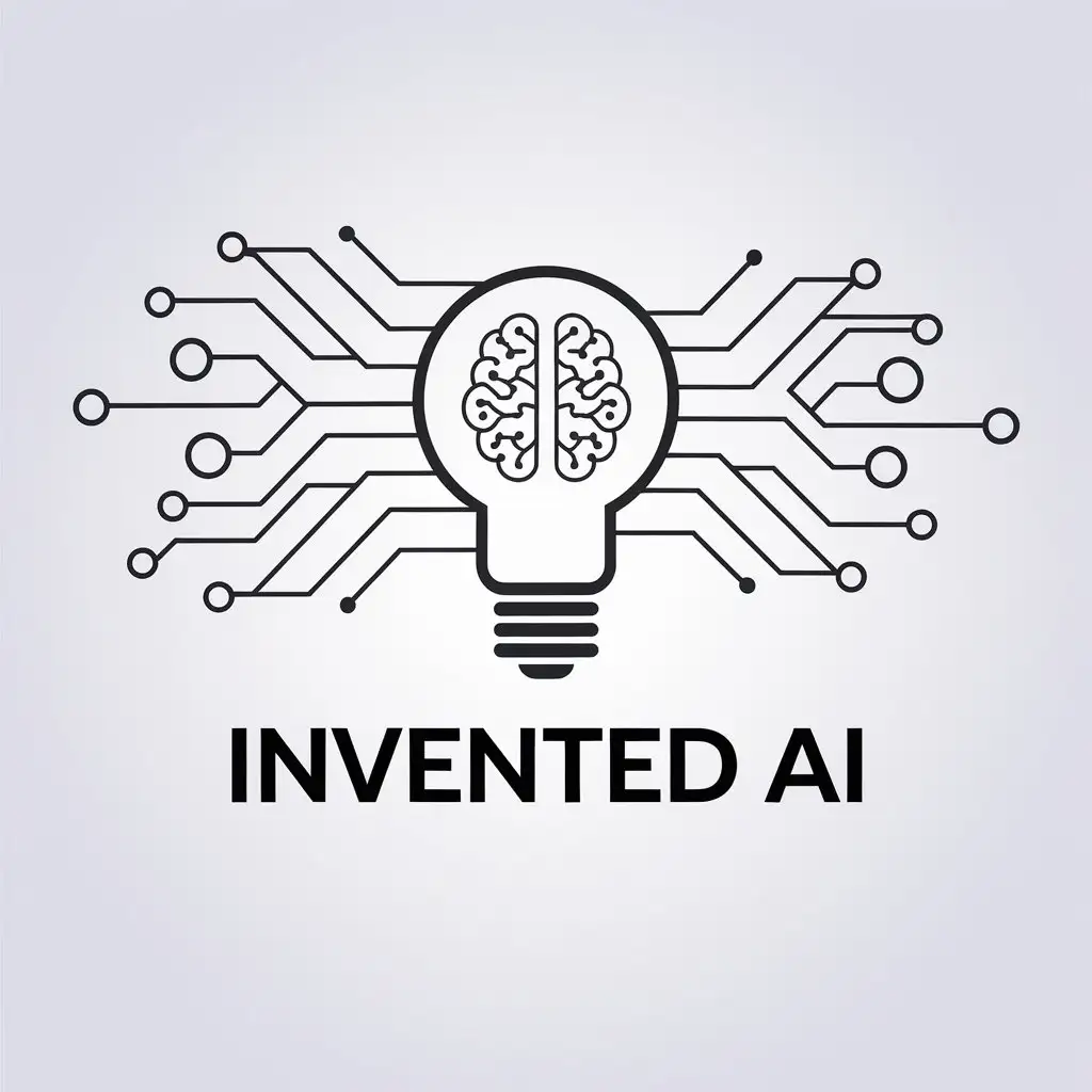 LOGO Design for INVENTED AI Light Bulb Brain Symbol with Minimalistic AI Theme