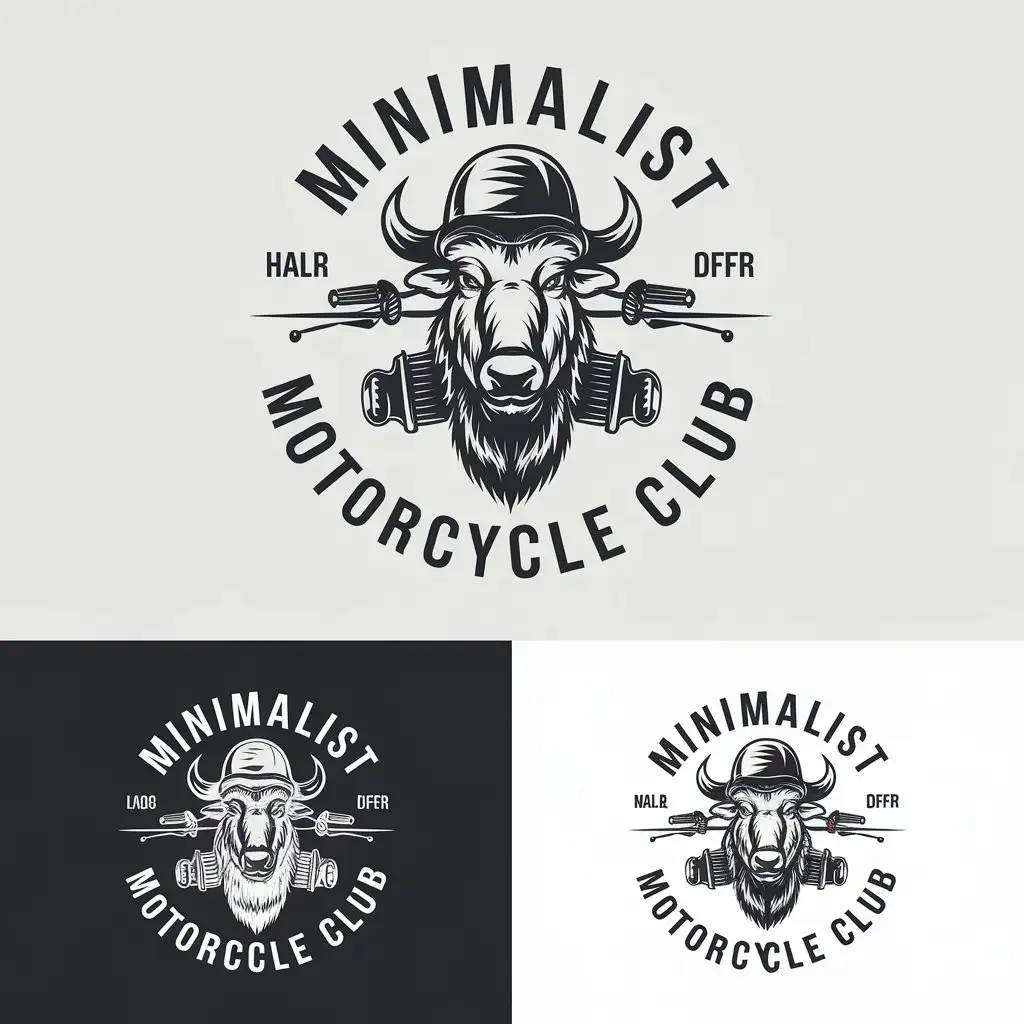 LOGO Design for Minimalist Motorcycle Club Buffalo with Helmet and Engine Elements