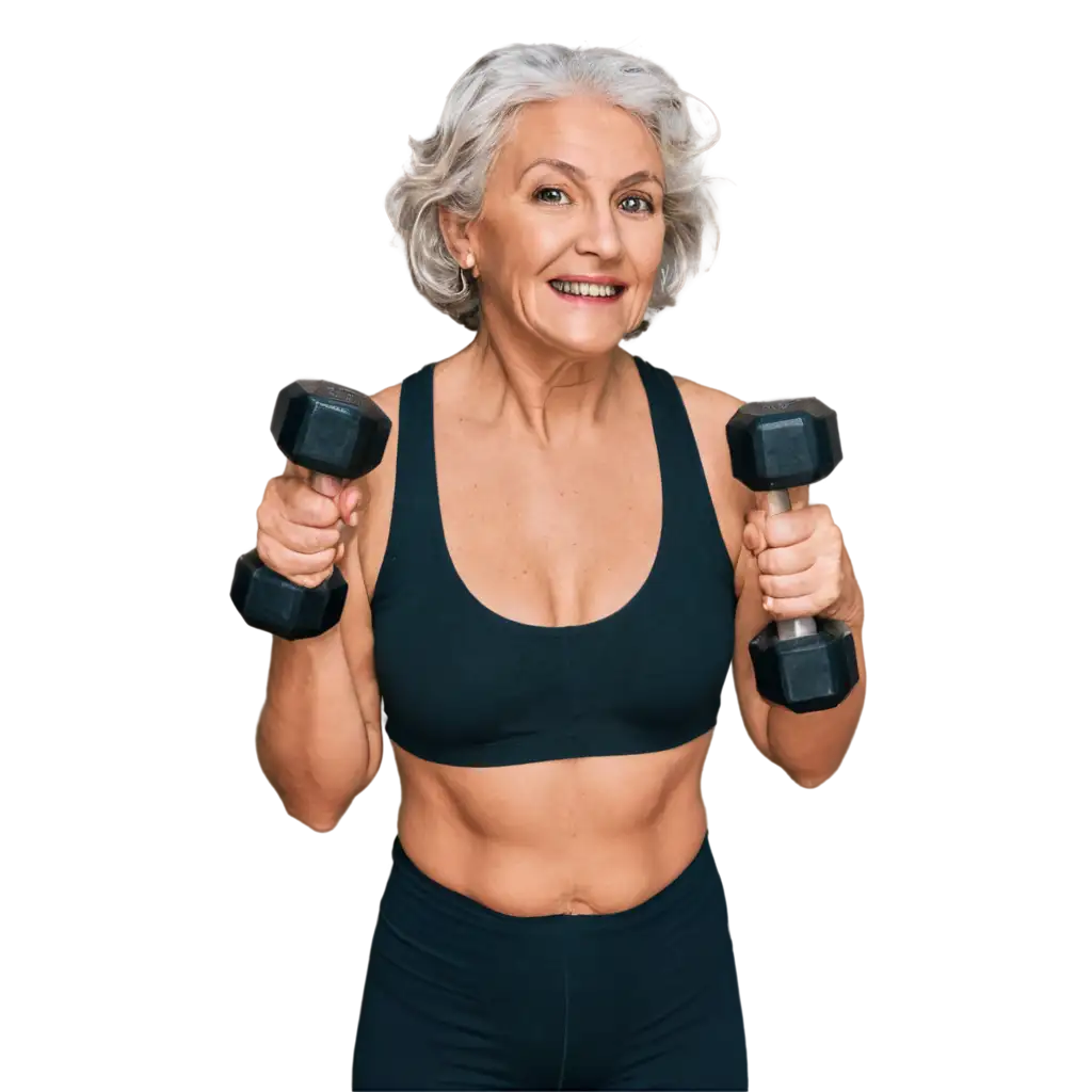 Elderly-Woman-in-Gym-Attire-Holding-Dumbbells-HighQuality-PNG-Image