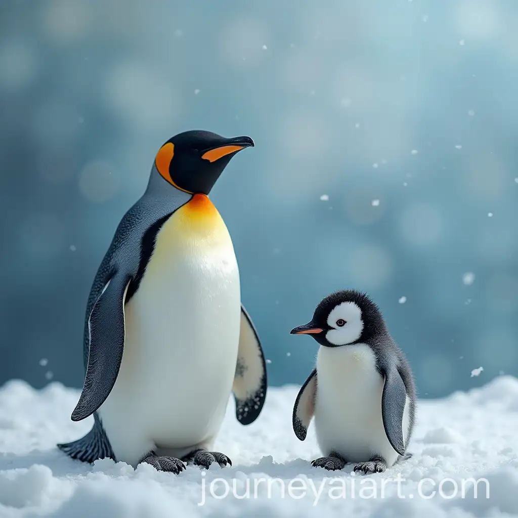 Small-and-Large-Peorro-Penguins-Standing-Together-in-a-Snowy-Landscape