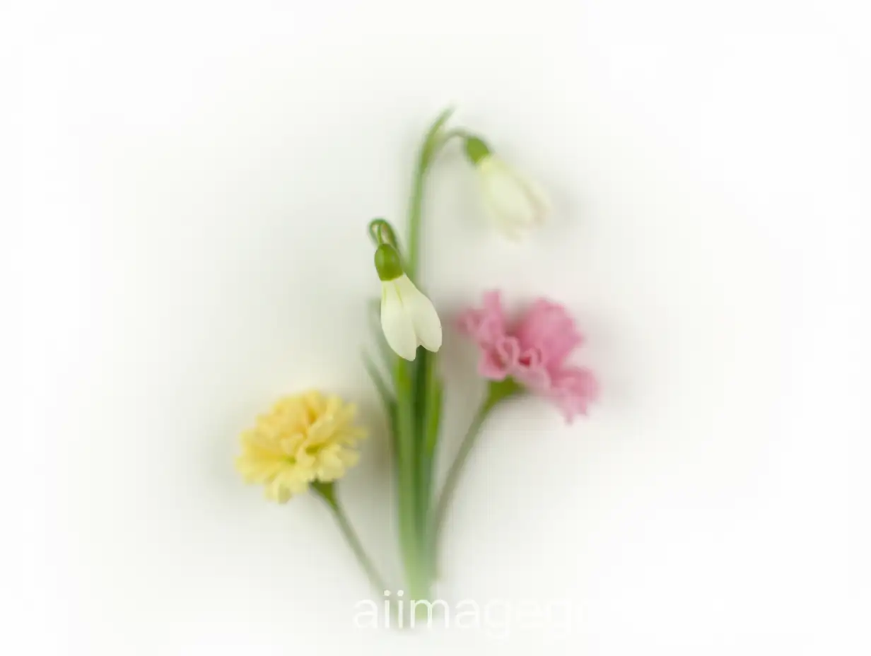 Delicate-Nosegay-of-Snowdrops-and-Carnations-on-White-Background