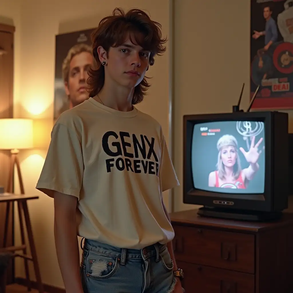 80s-Teenager-in-Retro-Room-with-MTV-on-TV