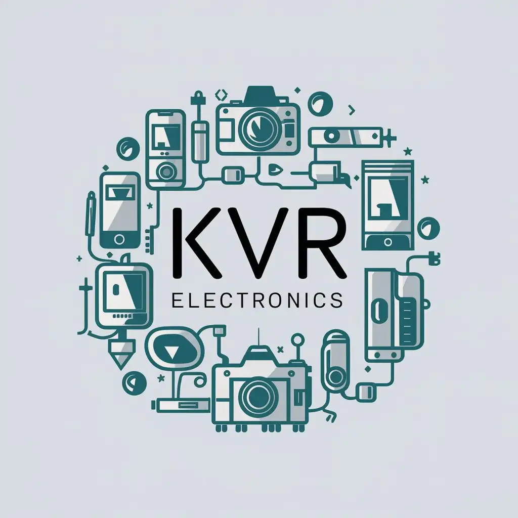 LOGO Design For Kvr Electronics Modern Vector Art with Technology Devices Theme