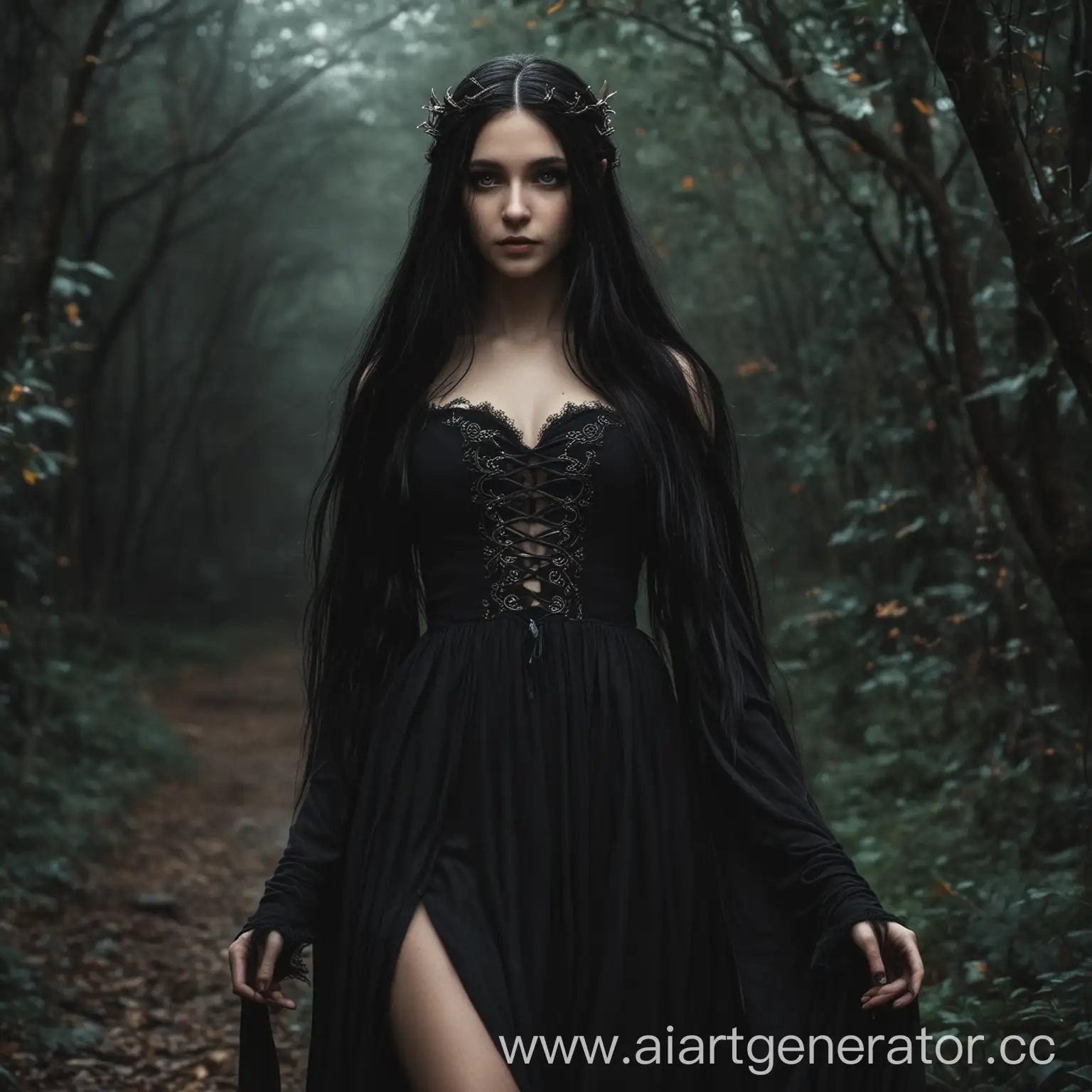 Darkhaired-Elf-Girl-in-Elegant-Dress