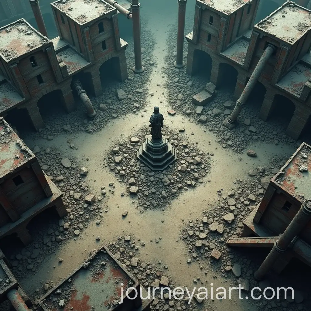 GothicAI-Image-Prompt-Expansion-Industrial-Battlemap-with-Ruins-and-Collapsed-Statue-in-Warhammer-40k-Style