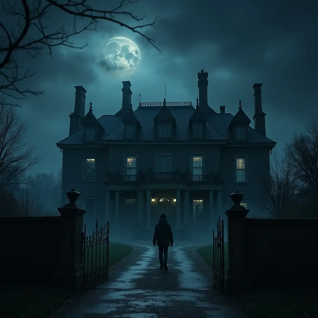 During a stormy night, a young journalist disappears while investigating a haunted mansion.