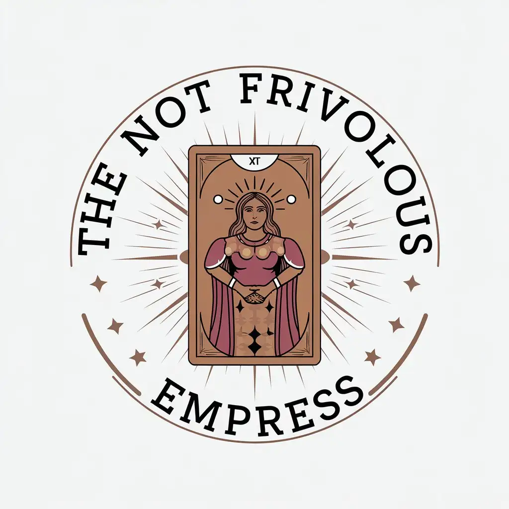 a vector logo design,with the text "The not frivolous empress", main symbol:Tarot cards,Moderate,be used in Divination industry,clear background