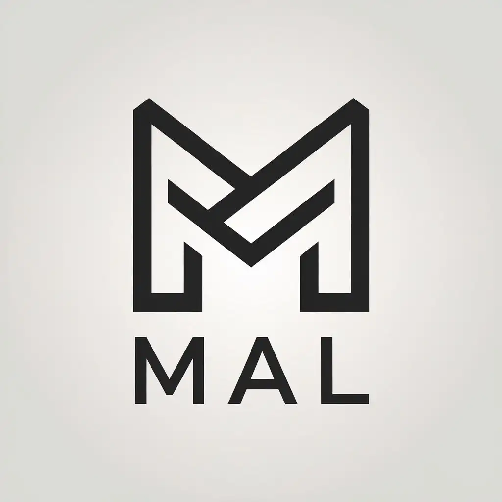 a vector logo design,with the text "Mal", main symbol:symbol strict letter M, monochrome one color,Minimalistic,be used in Construction industry,clear background