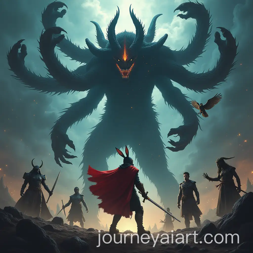 Epic-Battle-Against-a-Towering-Demogorgon-with-Heroic-Characters