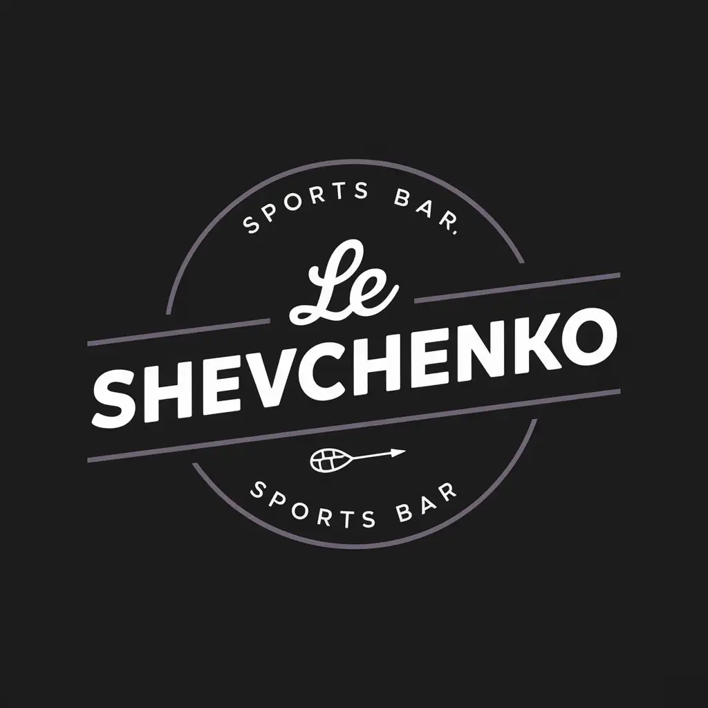 Logo Design for Le Shevchenko Sports Bar Modern Black with Mauve Accents and Sports Elements