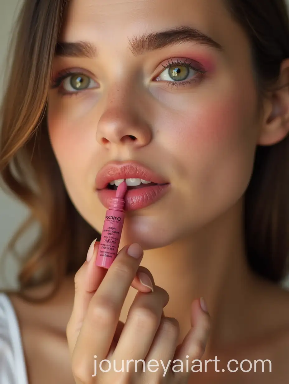 Girl-Painting-Lips-with-Kiko-Lip-Gloss