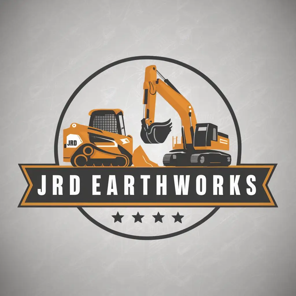 LOGO Design for JRD Earthworks Bobcat and Excavator with Clear Background