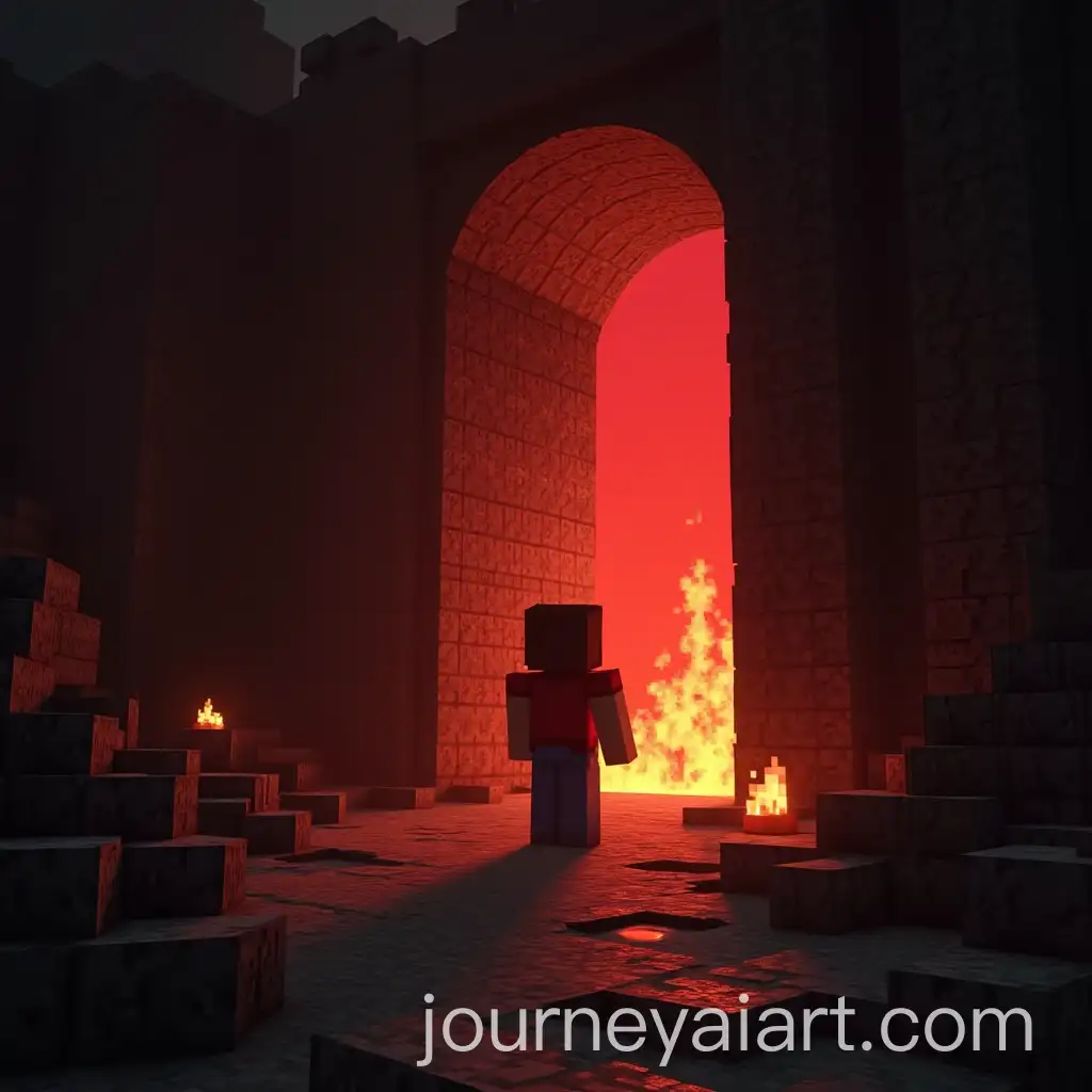 Real-Life-Minecraft-Scene-Steve-by-the-Hell-Portal-in-Dark-Fantasy-Style