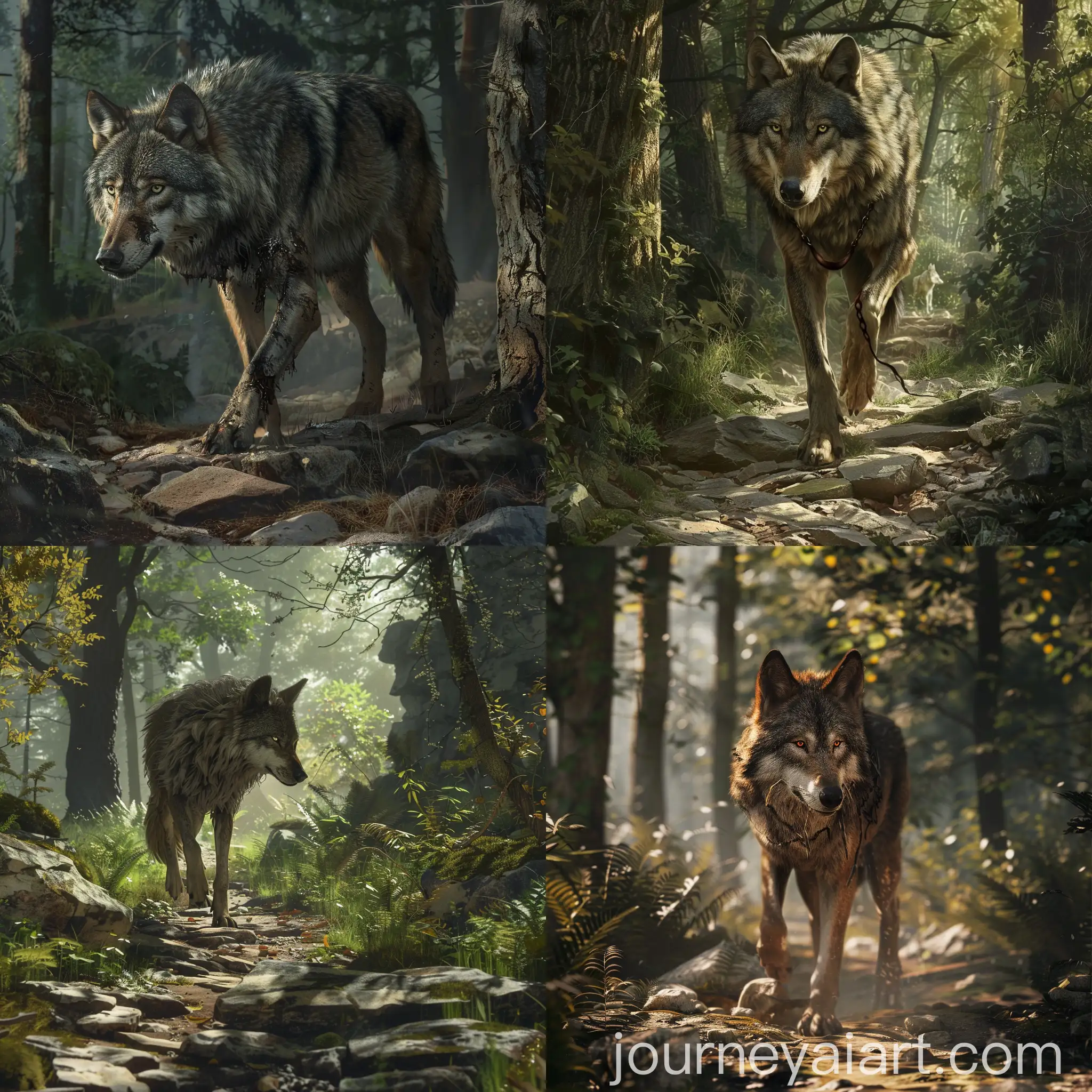 Realistic-Wolf-with-Iron-Character-in-Forest