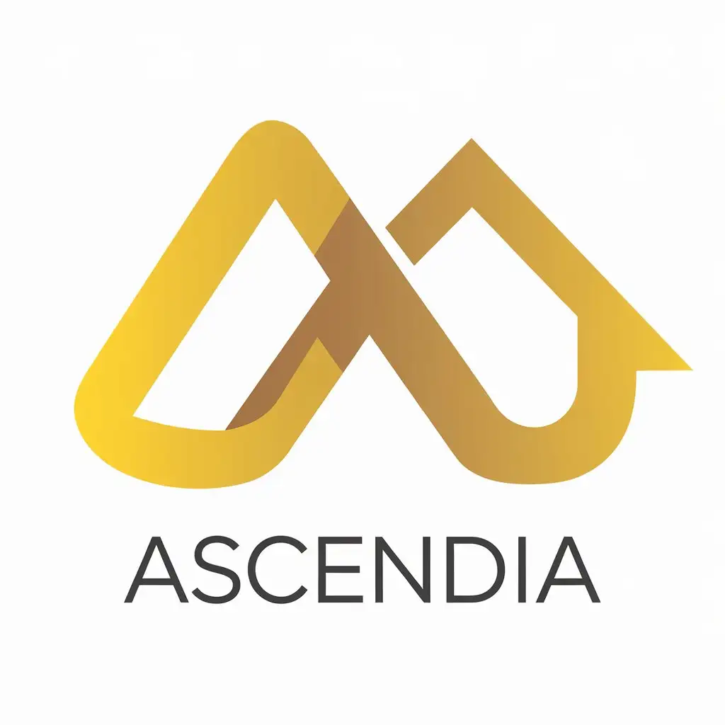 LOGO Design for Ascendia Yellow to Gold Gradient with Overlapping Symbol and White Square