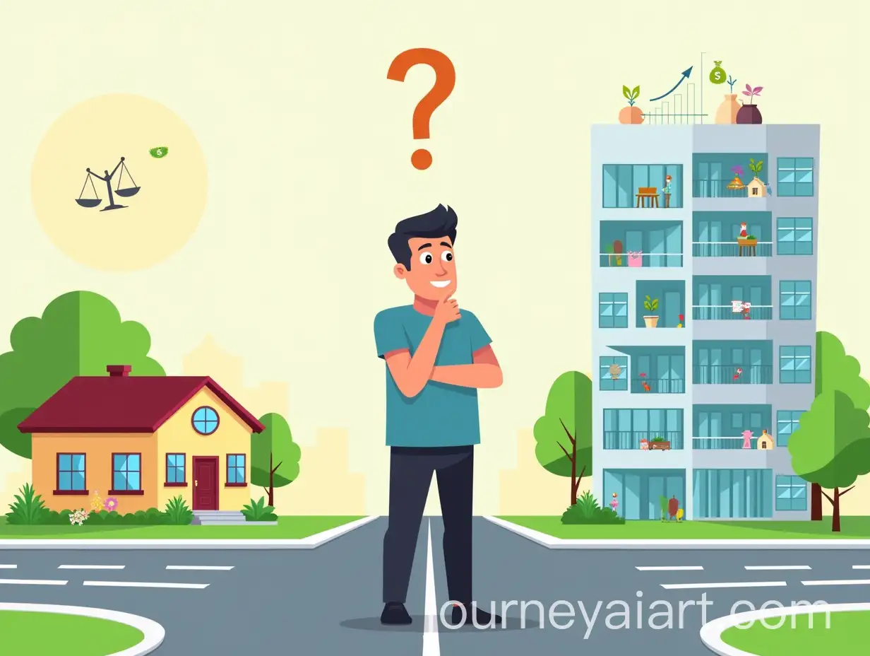 Man-Contemplating-DAI-Image-Prompt-Expansionilemma-Between-Home-and-Investment-at-Street-Intersection