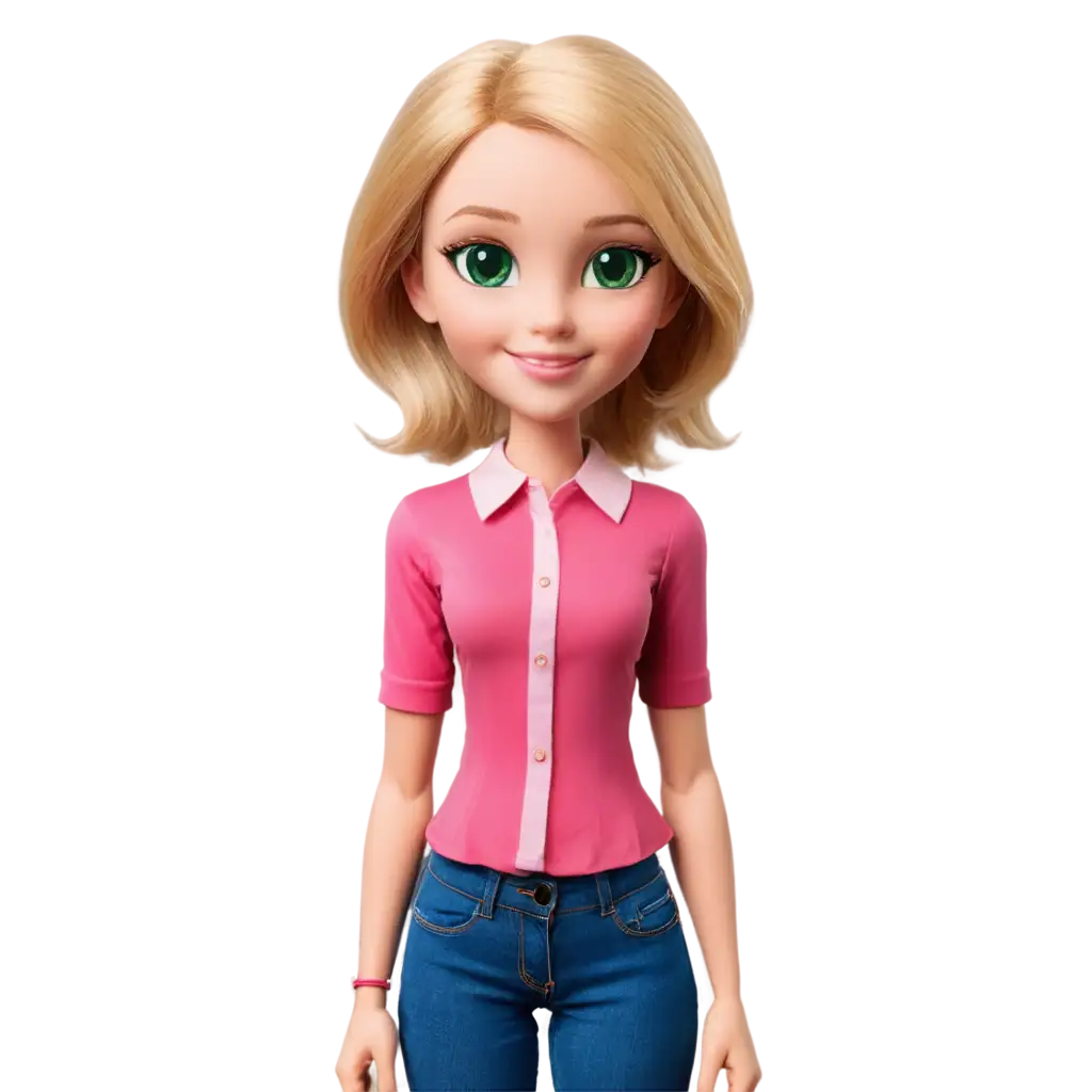 Blonde-Doll-Avatar-with-Green-Eyes-and-Pink-Blouse-PNG-Image-Enhance-Your-Creations-with-HighQuality-Visuals