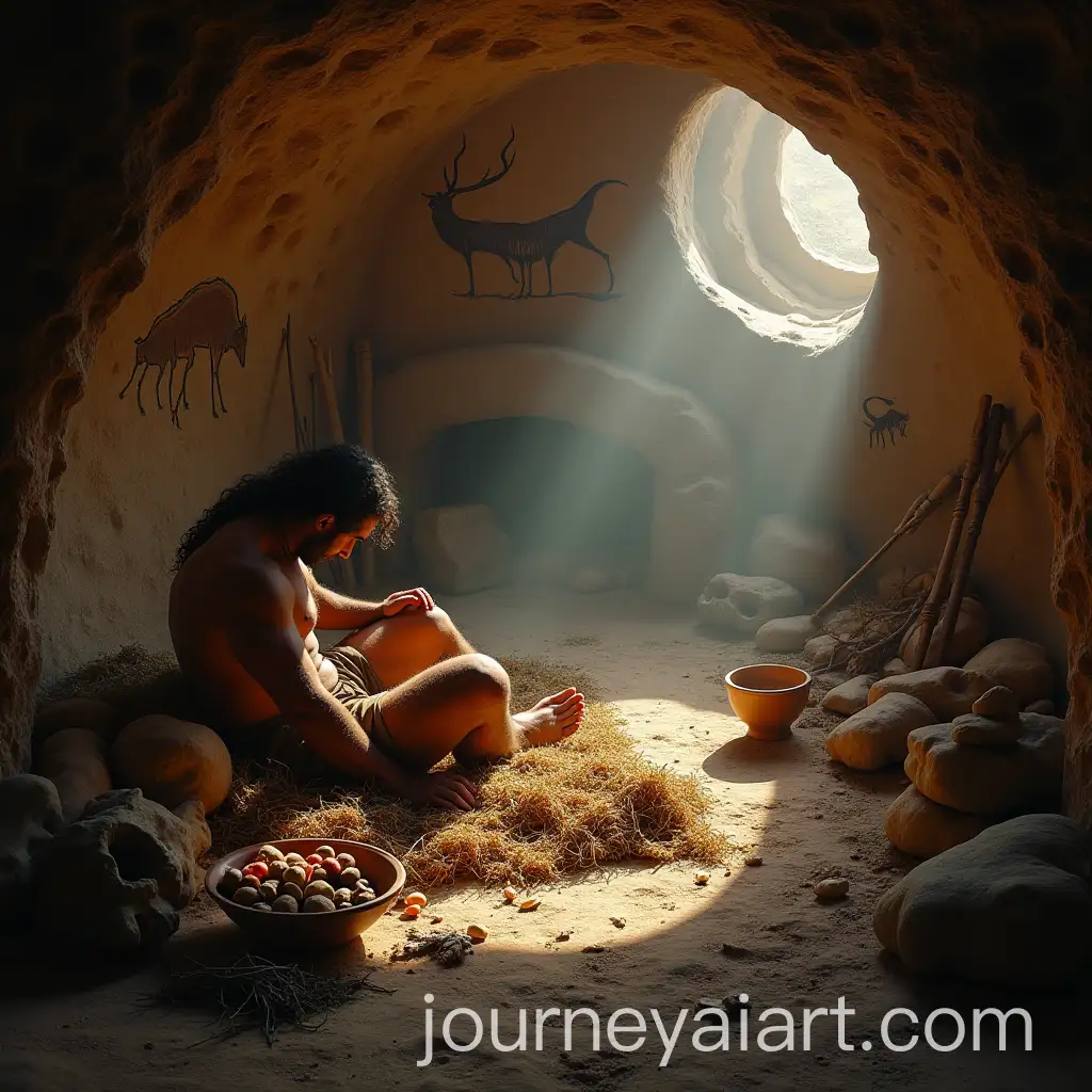 Prehistoric-Human-Inside-Stone-Age-Cave-at-Dawn