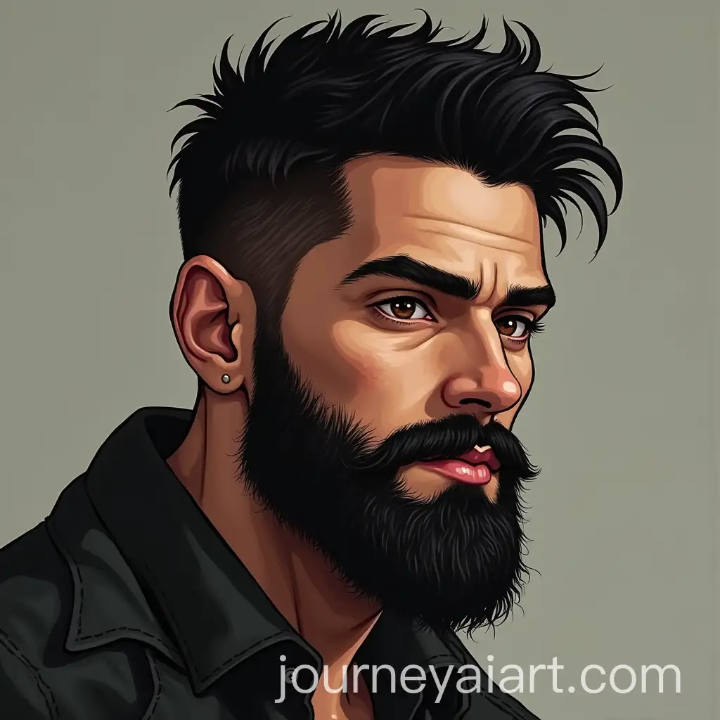 Short-Stubby-Man-with-Patchy-Black-Beard-and-Brown-Eyes