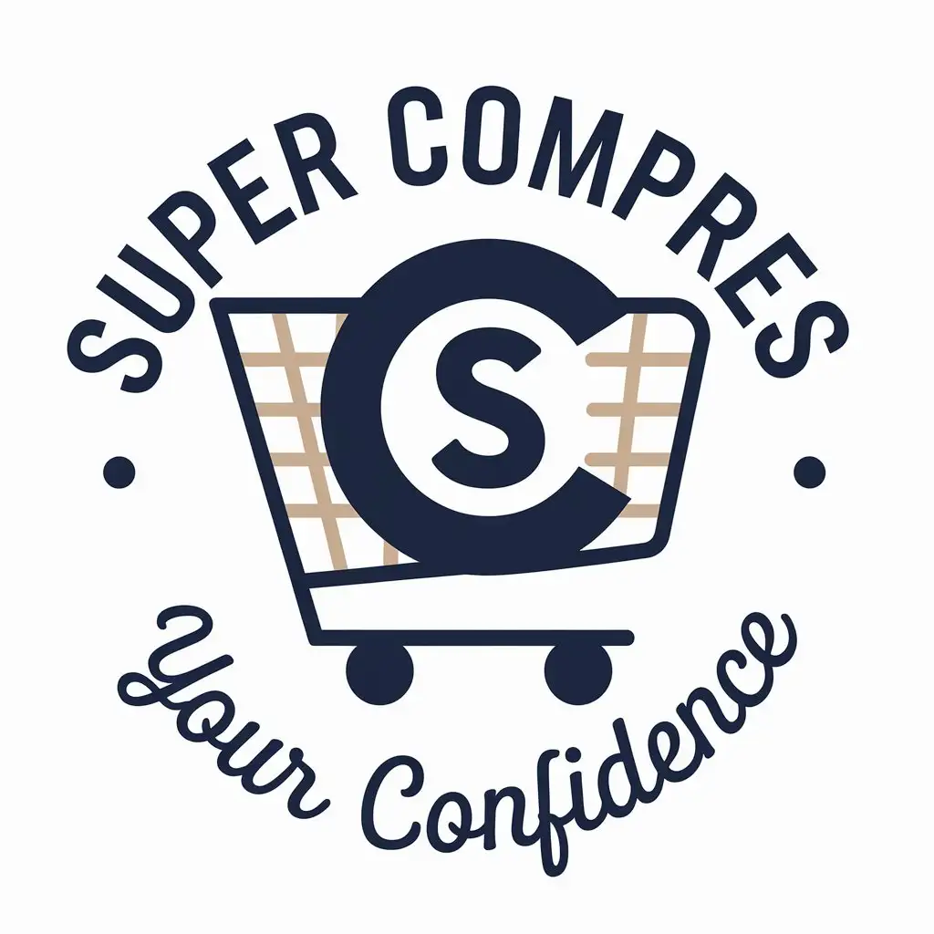 LOGO Design for Super Compres Navy Blue Shopping Cart with C and S Symbolizing Trust