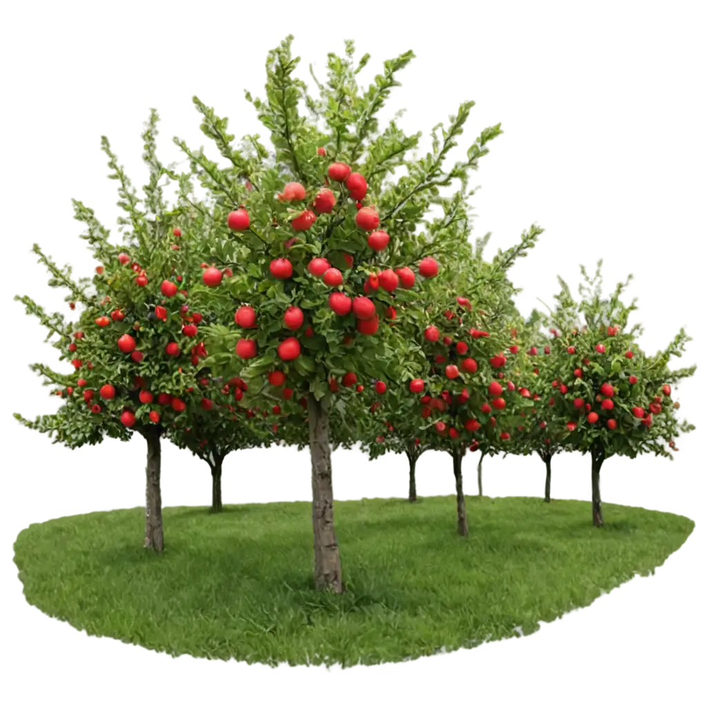 Apple-Trees-with-Red-Apples-Facing-Front-HighQuality-PNG-Image-for-Versatile-Use