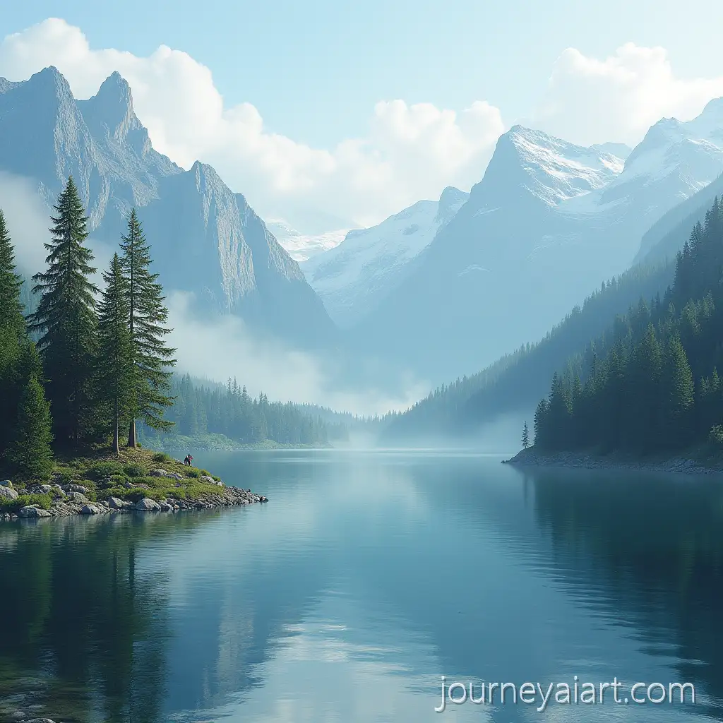 Scenic-Mountain-Landscape-withMountain-landscape-with-lake-Serene-Lake-and-Person