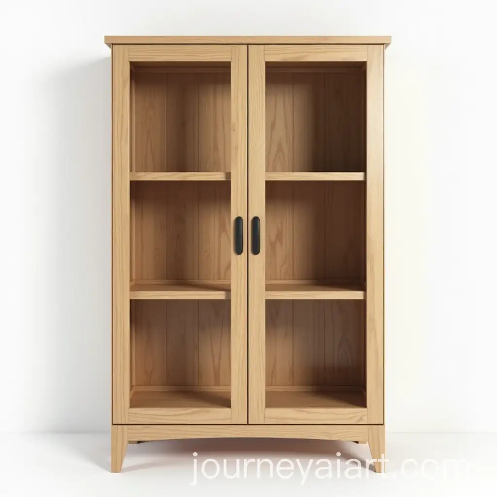 Modern-Classic-TwoDoor-Oak-Bookcase-with-Glass-Slats-and-Minimalist-Design