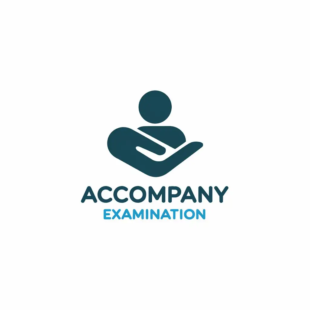 a vector logo design,with the text "accompany examination", main symbol:Accompanycare is a company that provides accompaniment services and designed the Accompanycare logo,Moderate,be used in Medical Dental industry,clear background