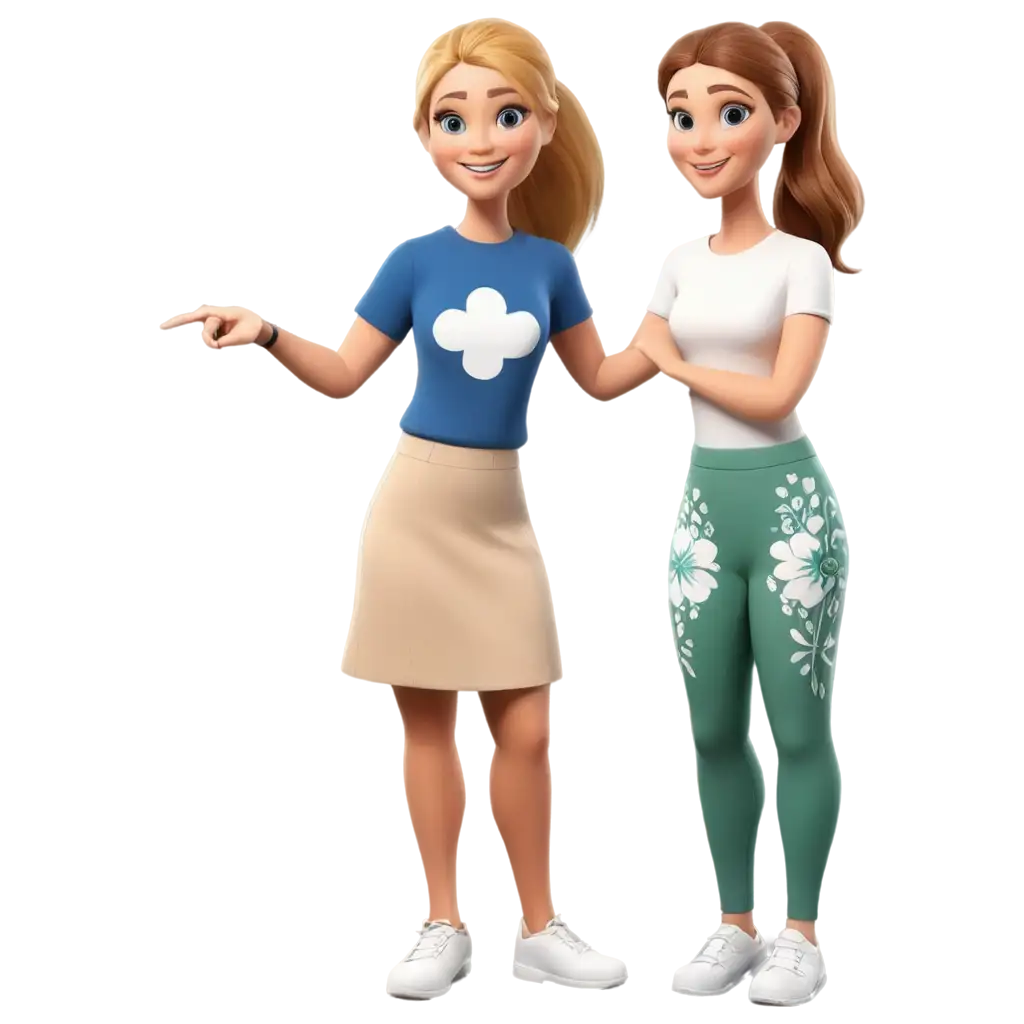 Two-Female-Teachers-Cartoon-PNGPNG-Image-Usage-Scenarios-Image-Smiling-Empathetic-and-Stylish-in-Classroom-Attire