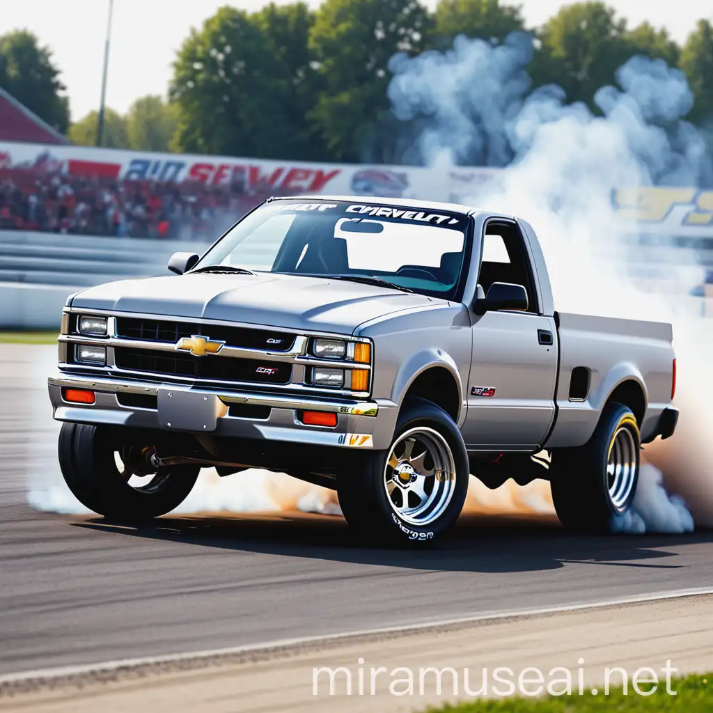 Speedway Race Chevrolet S10 in Light Grey with Smoke