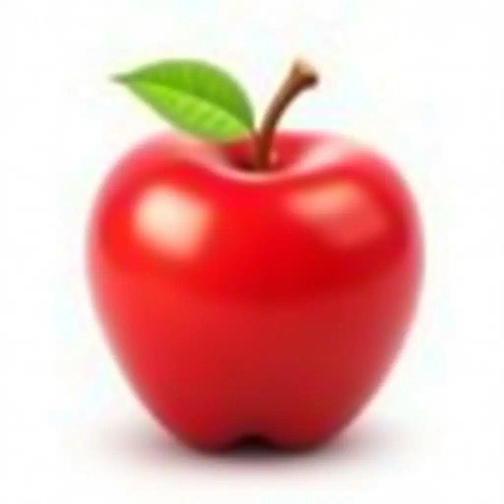 Realistic-3D-Glossy-Red-Apple-Icon-with-Green-Leaf