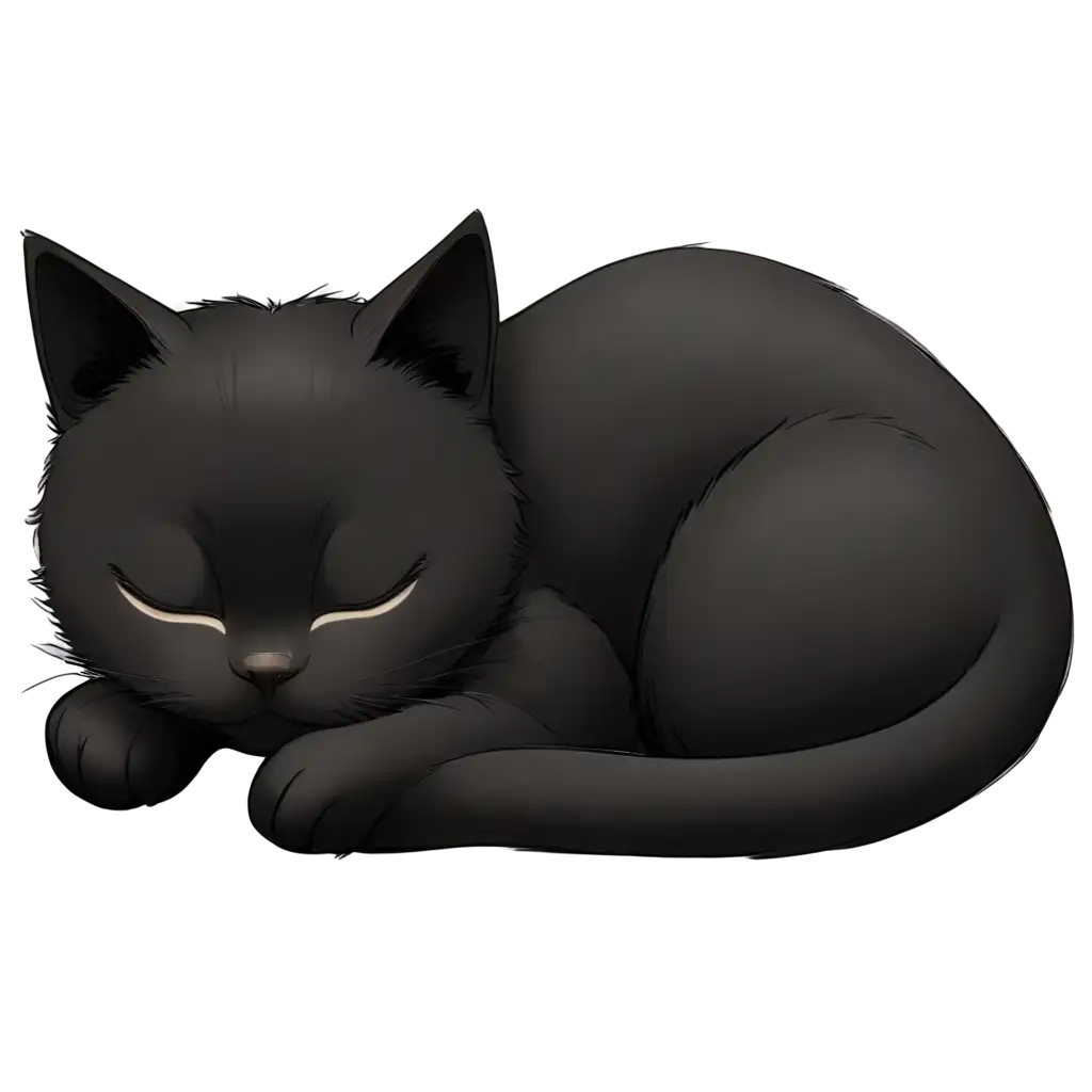 Create-a-Serene-PNG-Image-of-a-Cute-Black-Kitten-Sleeping-in-Modern-Anime-Style