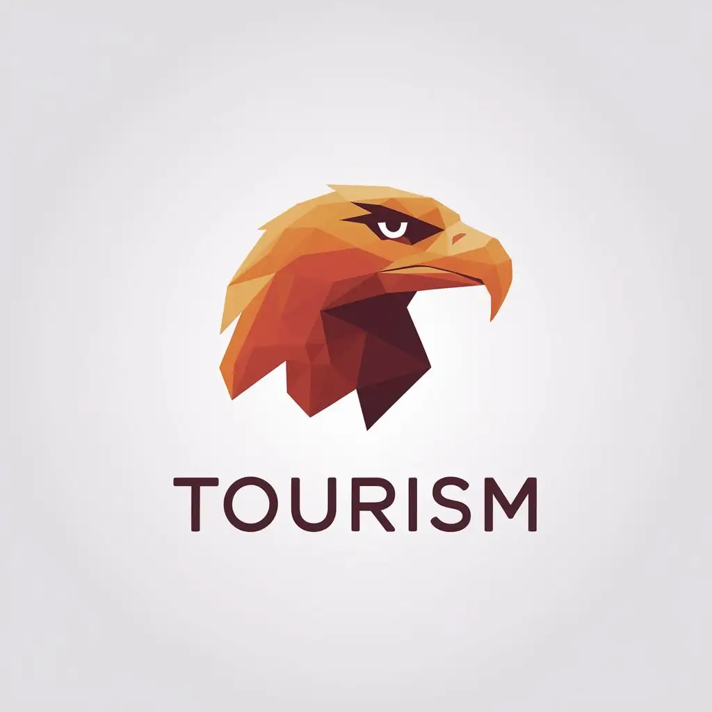 LOGO Design for Tourism Polygonal Eagle Head with Minimalistic Style and Clear Background