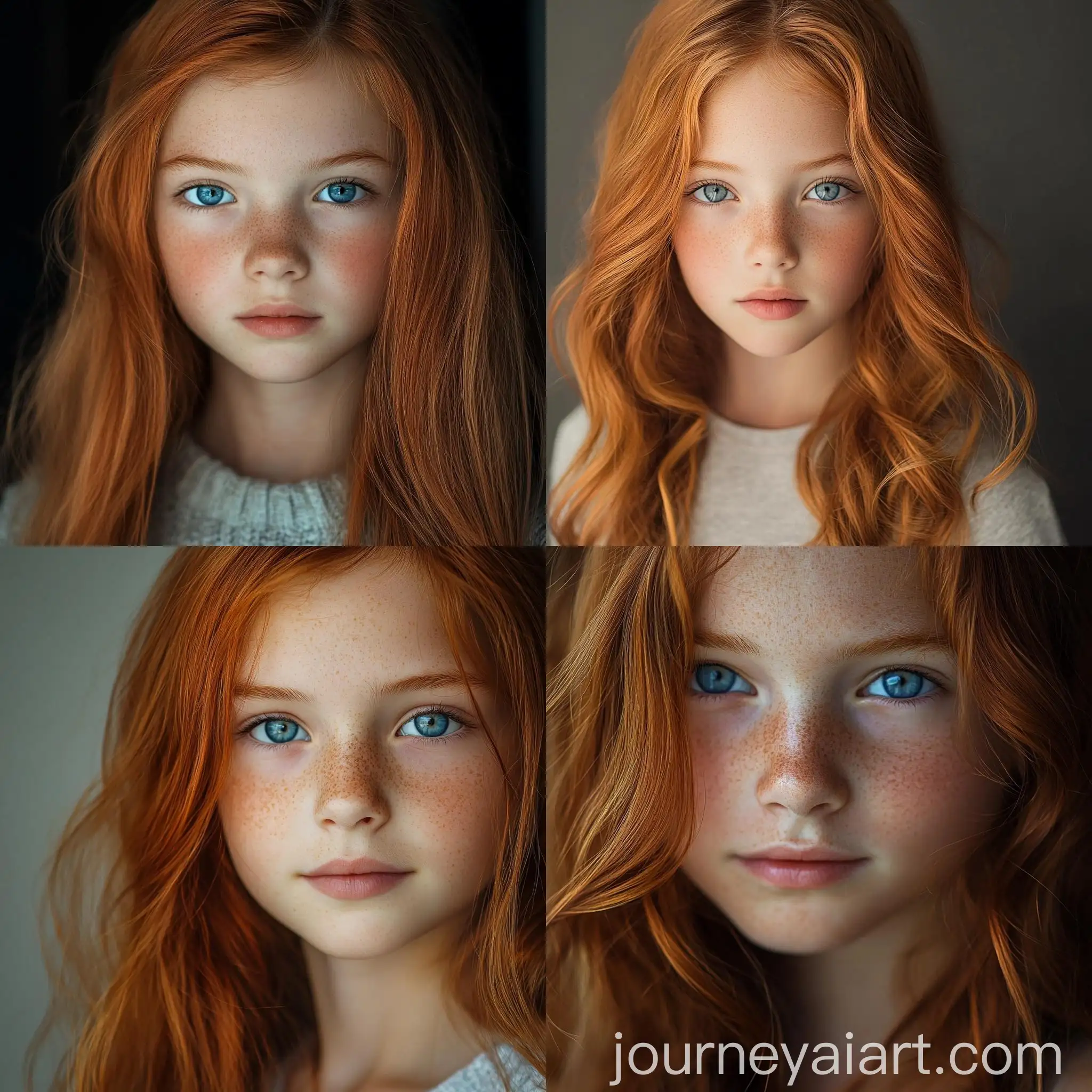 Beautiful-13YearOld-Girl-with-Red-Long-Hair-and-Blue-Eyes-Realistic-High-Digitalization-Color-Portrait