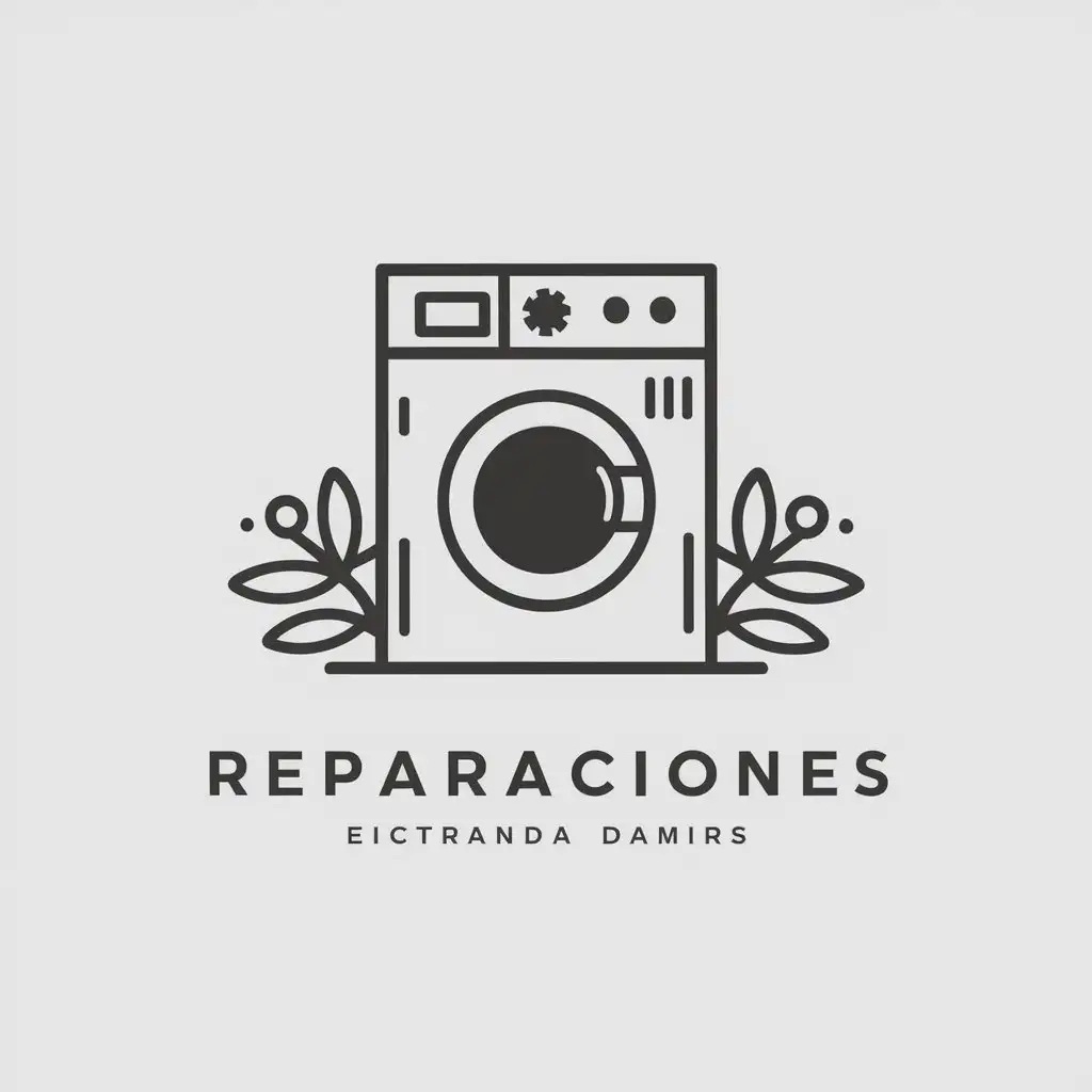 a vector logo design,with the text "Reparaciones", main symbol:Washing machine ,Minimalistic,be used in Home Family industry,clear background