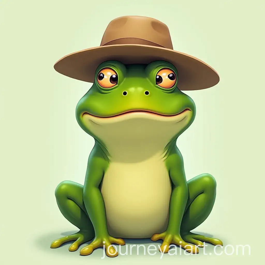 Cartoon-Style-Anthropomorphic-Green-Frog-Wearing-a-Hat