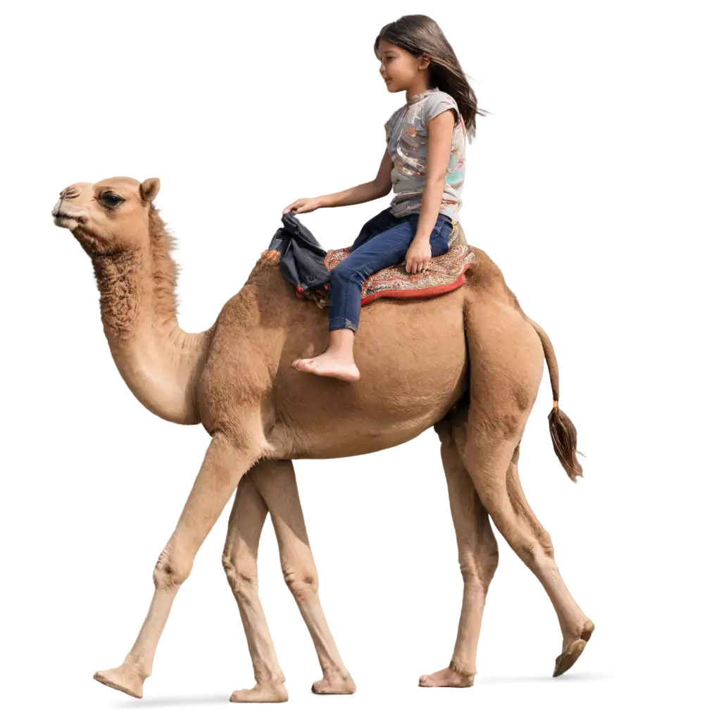 PNG-Image-of-a-Young-Girl-Walking-with-a-Camel-Captivating-Scenes-in-HighQuality-Format