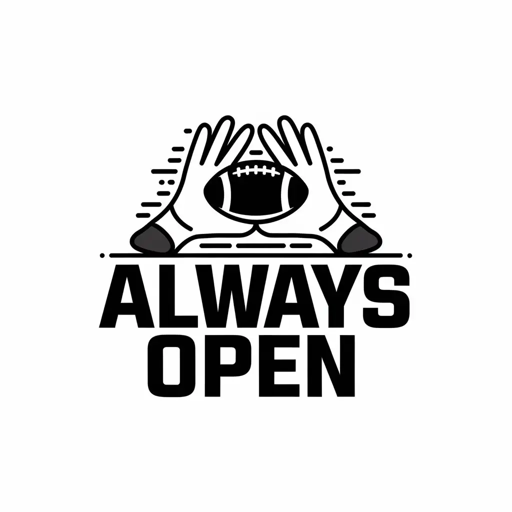 LOGO Design for Always Open American Football Gloves Catching a Football with Running Routes Theme