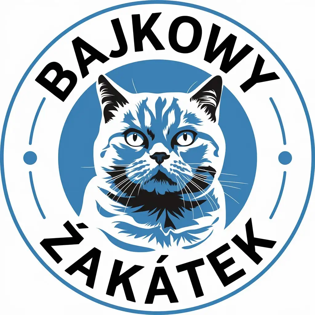 LOGO Design for Bajkowy Zaktek British Shorthair Cat with Bright Background for the Animals Pets Industry