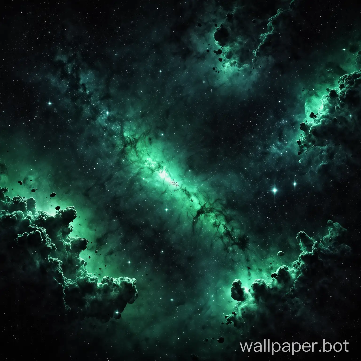 Green-and-Black-Space-Background-with-Glowing-Nebula-and-Stars