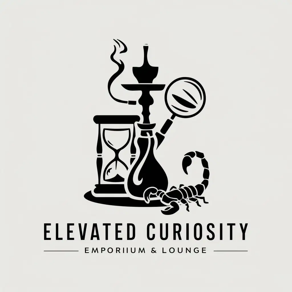 LOGO Design For Elevated Curiosity Emporium Lounge Intriguing Hookah and Mystical Elements