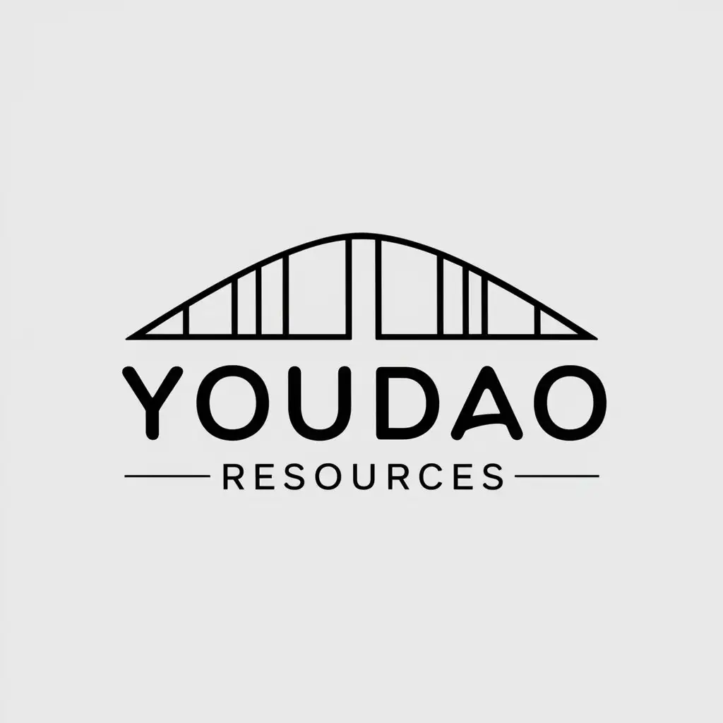 a vector logo design,with the text "youdao resources", main symbol:Letters Road Bridge,Moderate,be used in Retail industry,clear background